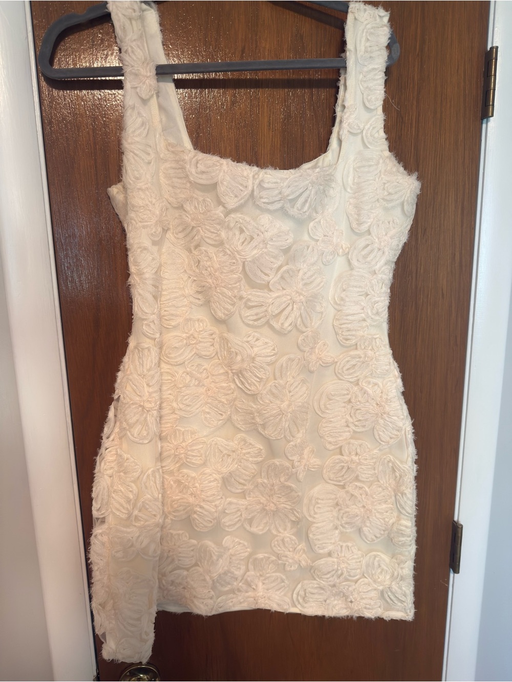 Evara Ivory Floral Applique A-Line Mini Dress